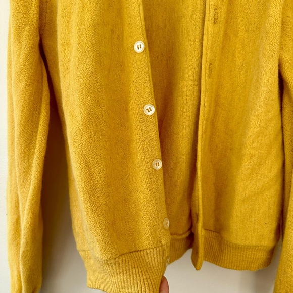 Vintage Grandpa Cardigan Sweater Wool Alpaca Blend Mustard yellow medium - Picture 5 of 6